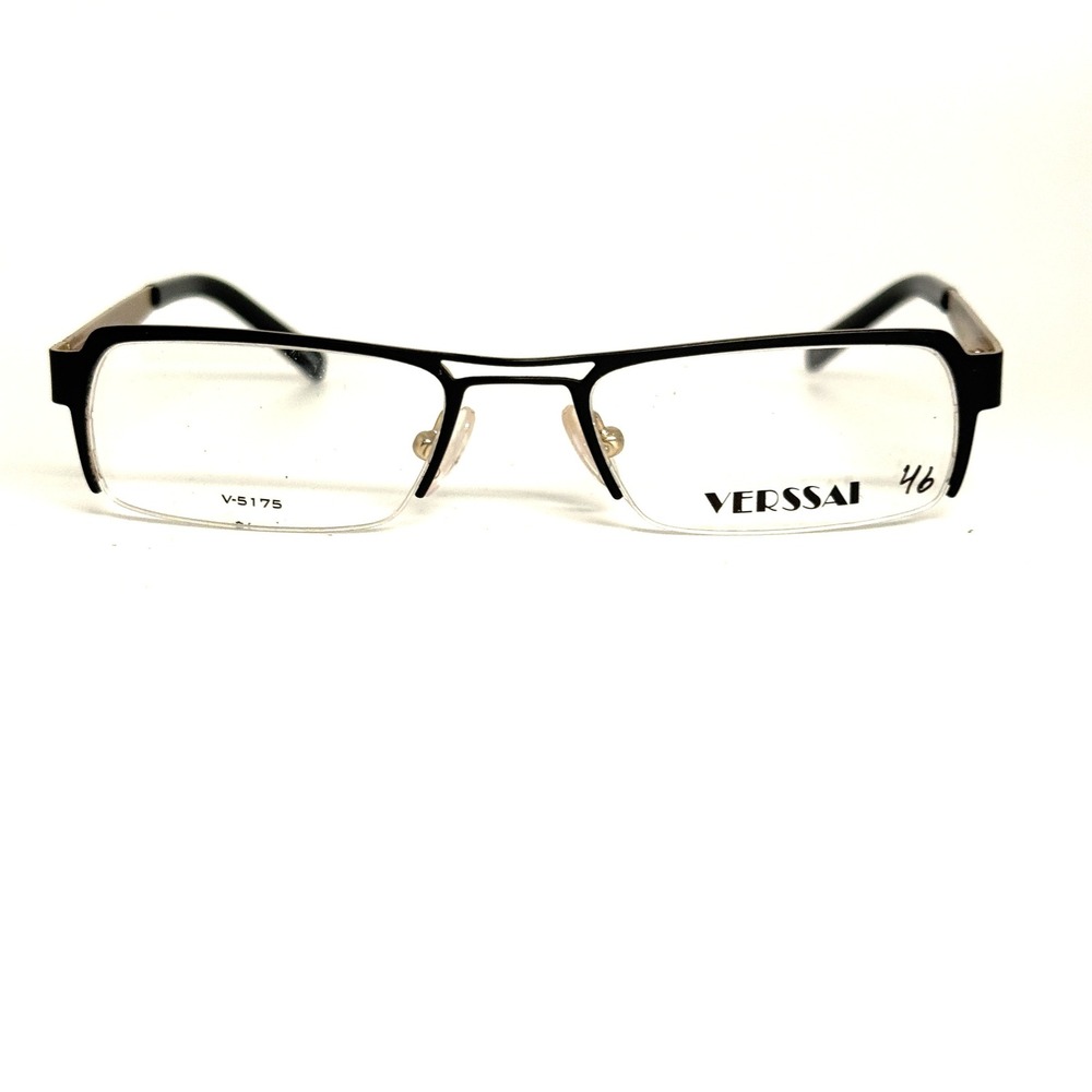 Verssai V-5175 Eyeglasses Frames Black Gold‎ Rectangle 45-17-125 Col.02 NEW